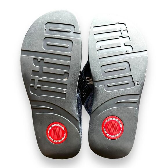 Fitflop Womens Rokkit Diamond Leather Thong Sandals Slip On Navy Blue Size 10 - Picture 2 of 9